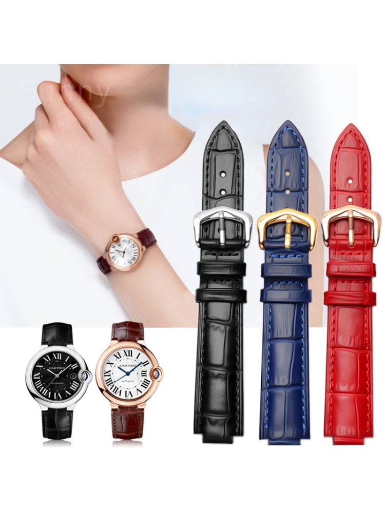 Cartier Watch Ballon Bleu - Echtes Leder-Uhrenarmband für Tank Cartier Blue